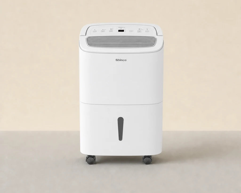 Fiche technique déshumidificateur WiFi Shinco 30L — 30L/j à 30°C/80%HR, redémarrage auto
