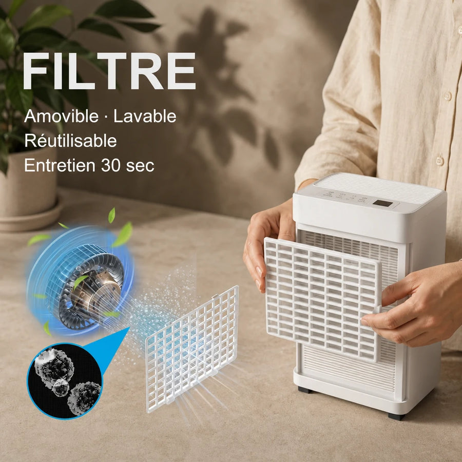 Déshumidificateur Loefme 16L — entretien du filtre à air lavable