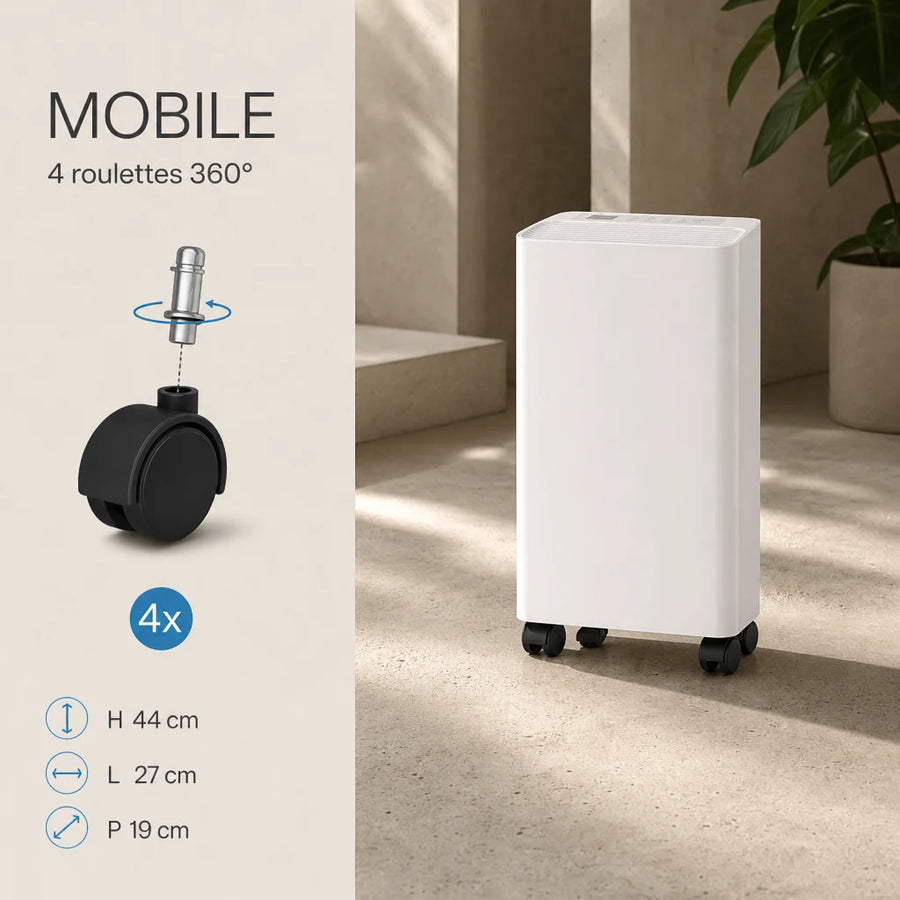 Déshumidificateur électrique Loefme 16L/j — vue packshot sur fond beige