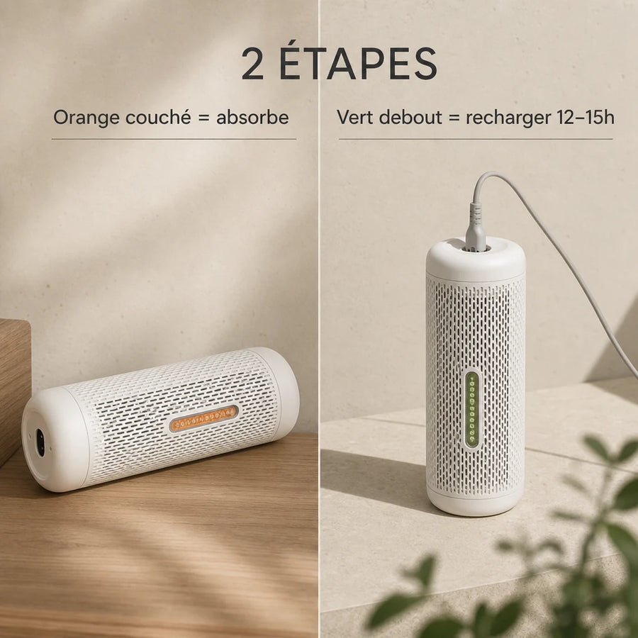 Absorbeur humidité Deerma CS10M — cycle de régénération PTC en 2 étapes, sans bac jetable