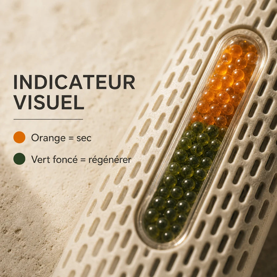 Deerma CS10M — indicateur de saturation orange→vert, perles de silice régénérables