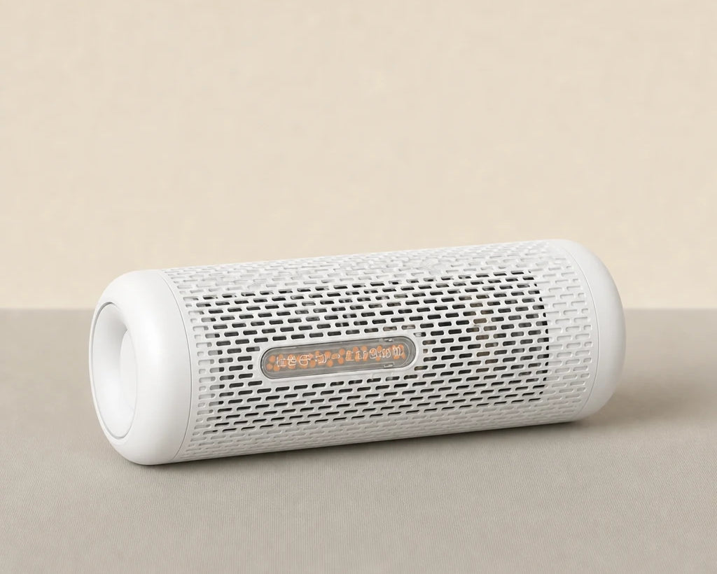 Deerma CS10M absorbeur d'humidité rechargeable — packshot sur fond beige pierre