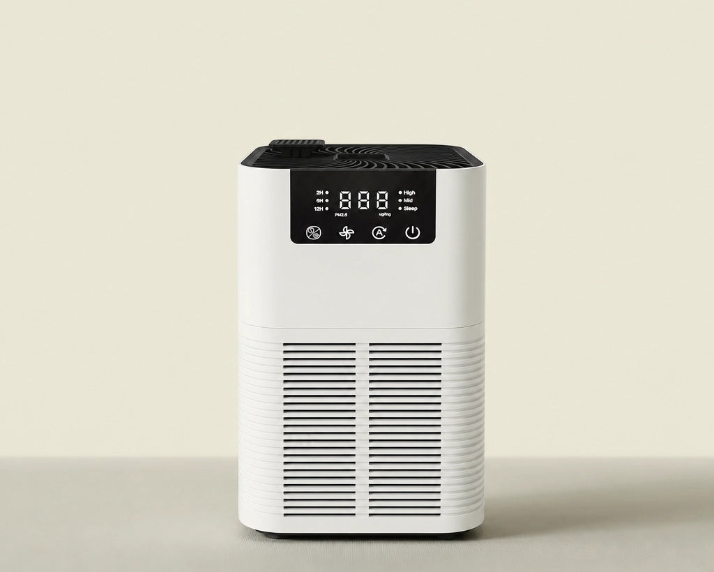 Purificateur d'air HEPA charbon actif HEPA-200 L'Air Sain avec ecran PM2.5, CADR 200 m3/h, filtration pollen, fumee, poussiere et odeurs