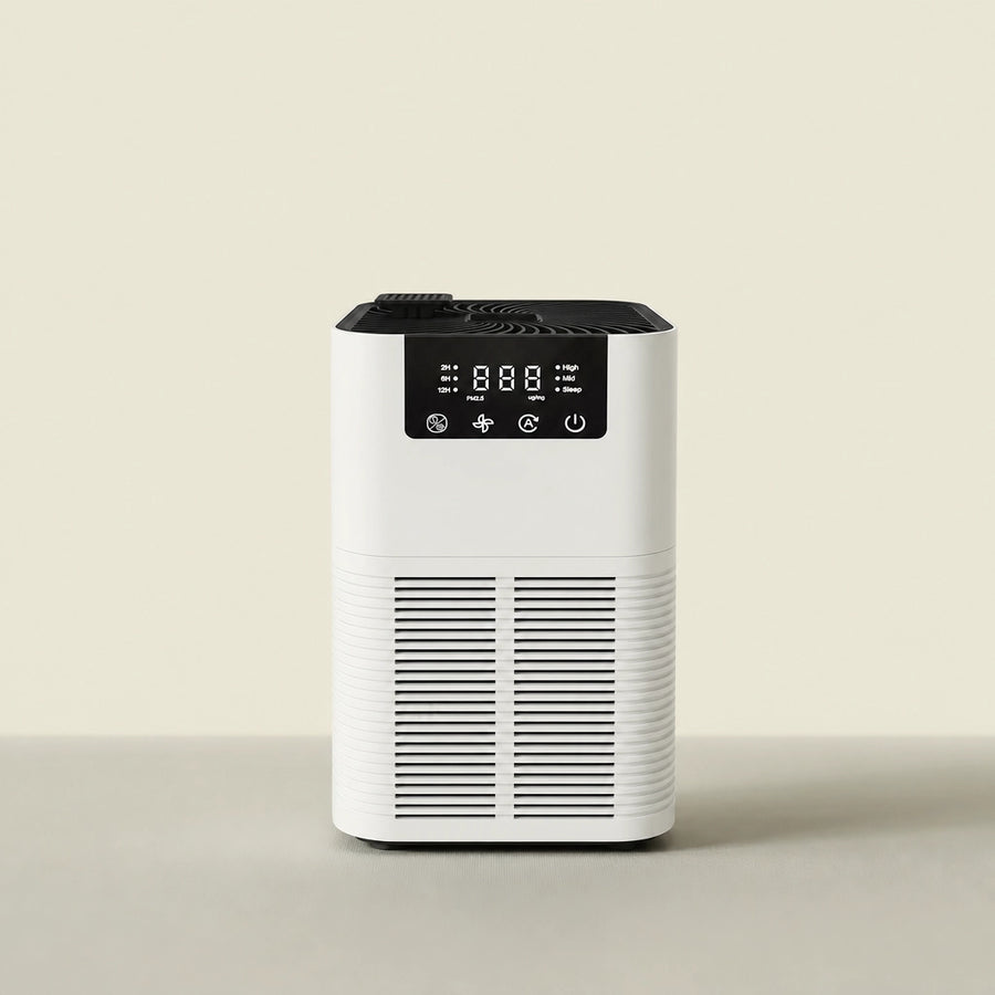 Purificateur d'air HEPA charbon actif HEPA-200 L'Air Sain avec ecran PM2.5, CADR 200 m3/h, filtration pollen, fumee, poussiere et odeurs