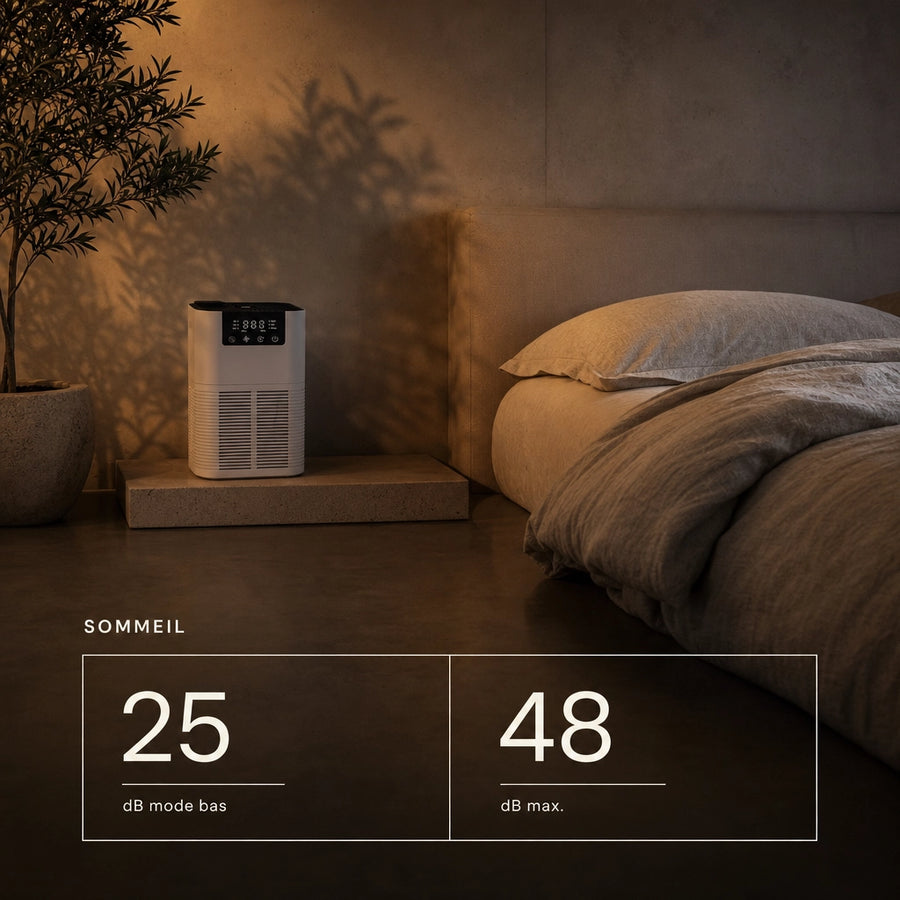 Purificateur d'air silencieux HEPA-200 en chambre avec mode sommeil 25 dB, minuterie 2 6 12 h et filtration PM2.5