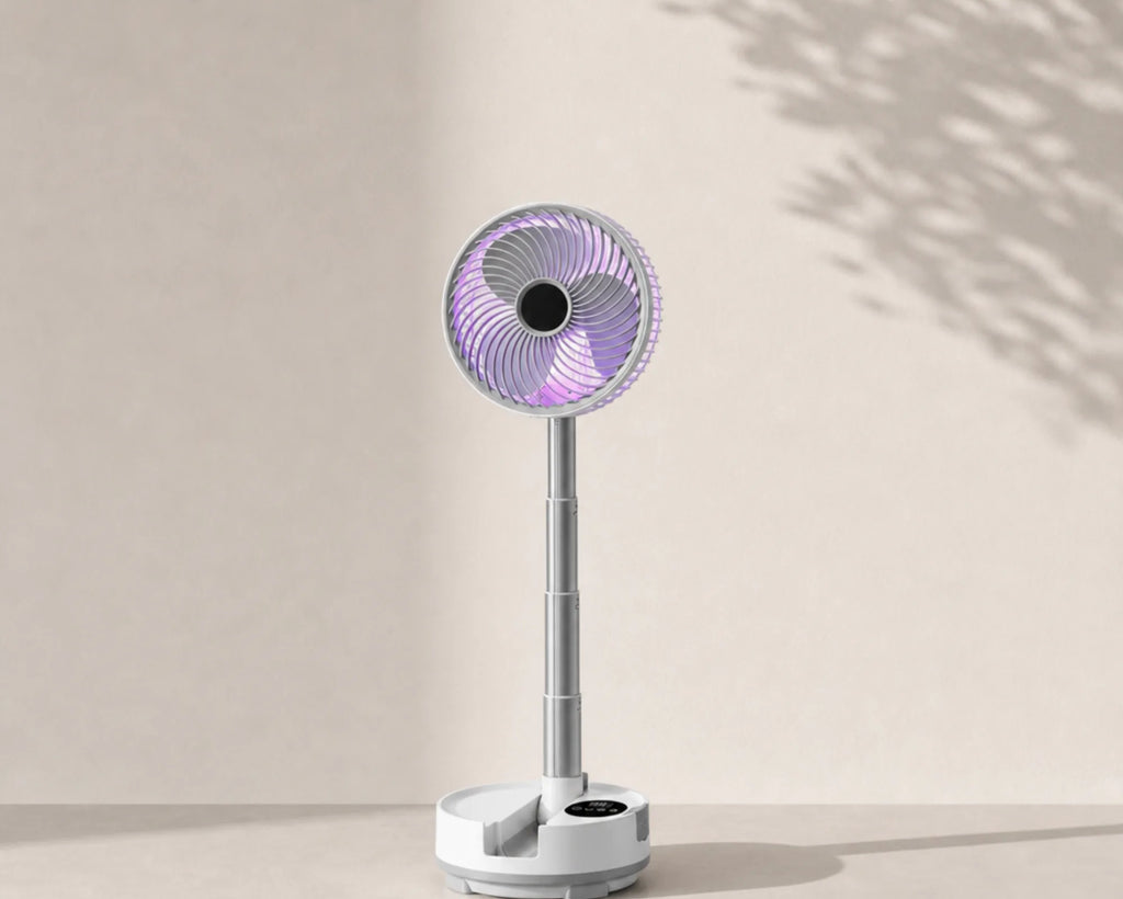 Ventilateur portable pliable rechargeable sans fil déployé sur pied à 58 cm, batterie 20000 mAh, L'Air Sain